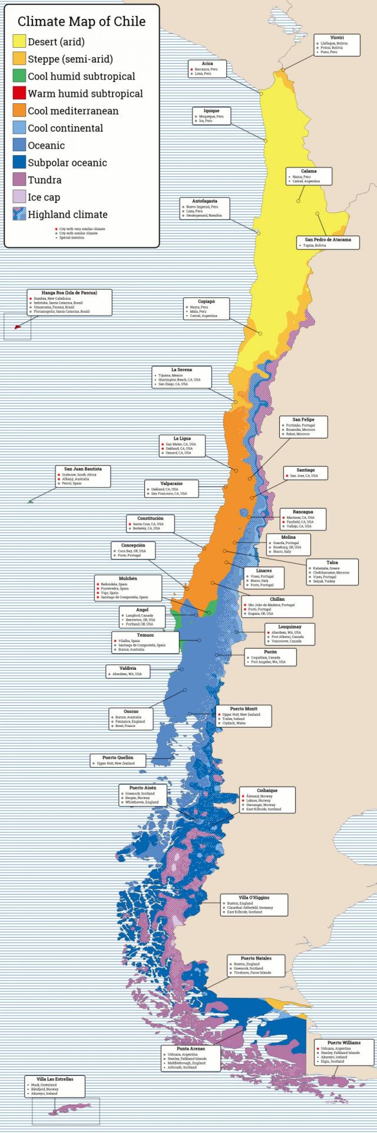 Χάρτης της Χιλής για το κλίμα