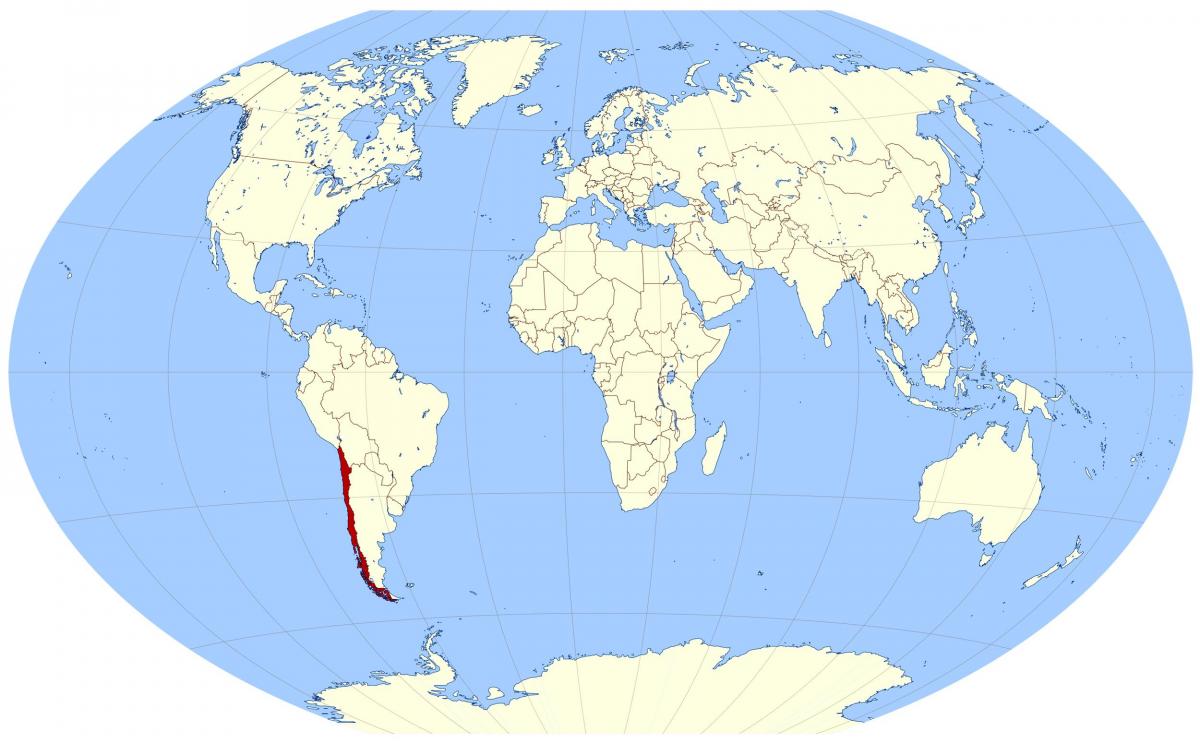 παγκόσμιο χάρτη που δείχνει τη Χιλή