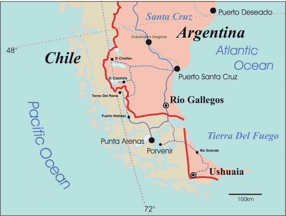 Χάρτης της παταγονίας της Χιλής