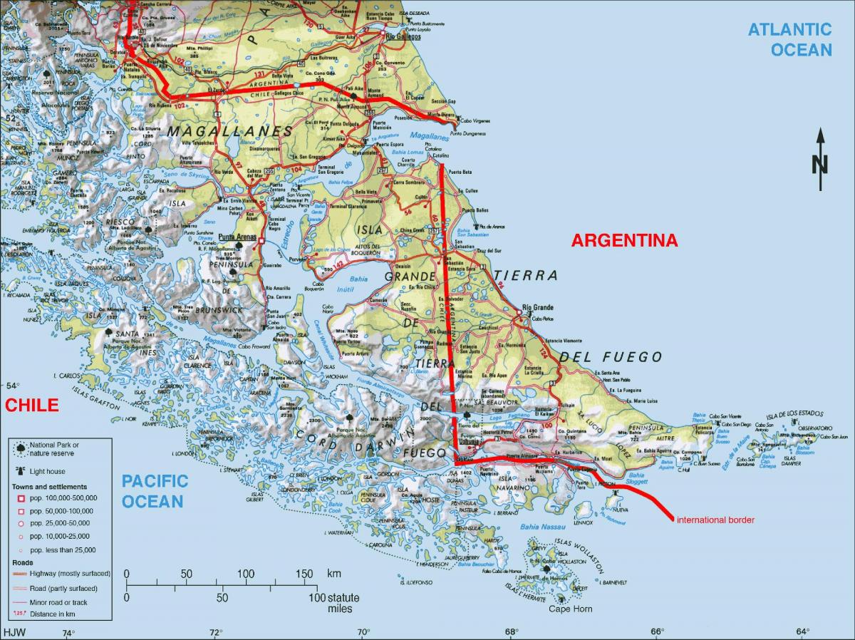 νότια Χιλή χάρτη